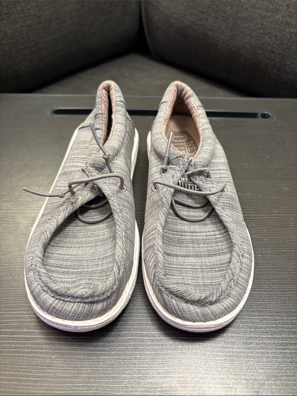 Hey Dude Gray Knit Slip-On Loafers